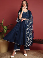 Ahika Polyester Solid Blue Indian Ethnic-PKSKD2397_S