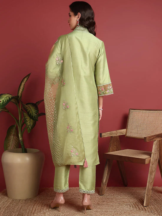 Ahika Polyester Solid Green Indian Ethnic-PKSKD2428_S