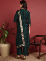 Ahika Polyester Solid Green Indian Ethnic