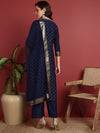 Ahika Polyester Solid Blue Indian Ethnic