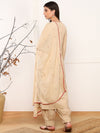 Ahika Women Beige Viscose Rayon Solid Embroidered A-Line Kurta Salwar With Dupatta-PKSKD2577