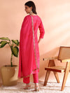 Ahika Women Pink Chanderi Silk Ethnic Motifs Woven Design Straight Kurta Trousers With Dupatta-PKSKD2584