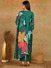 Ahika Women Green Silk Blend Floral Printed Straight Kurta Trousers With Dupatta-PKSKD2598