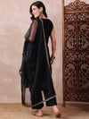 Ahika Women Black Silk Blend Solid Embroidered Straight Kurta Trouser With Dupatta-PKSKD2608