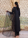 Ahika Women Black Silk Blend Solid Embroidered Straight Kurta Trouser With Dupatta-PKSKD2630