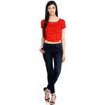 Pannkh Women's Red Bow Crop Top