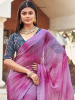 Saree Mall Women's Georgette Mauve Printed Designer Saree With Blouse Piece-PLTINUM1010