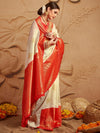 Sareemall Off White Zari Women Saree