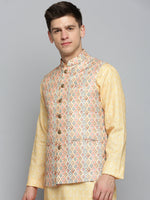 Men Mandarin Collar Printed Multi Nehru Jacket-PR-234-Multi