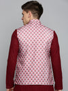 Men Mandarin Collar Printed Magenta Nehru Jacket-PR-245-Magenta