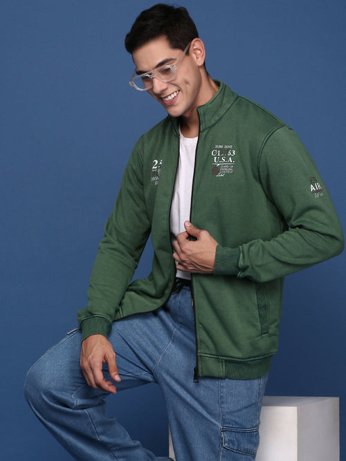 Men Solid Green Bomber Jacket-PR-RFD-017-Green