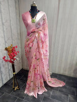 Sareemall Light Pink Satin Patta Women Saree