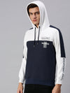 Men Hooded Colourblocked White Sweatshirt-PRFL1031-Whiteblue