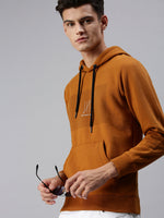 Men Hooded Solid Yellow Sweatshirt-PRFL1033-Mustard