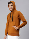 Men Hooded Solid Yellow Sweatshirt-PRFL1033-Mustard