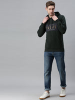 Men Printed Olive Sweatshirt-PRFL1039-Darkgreen