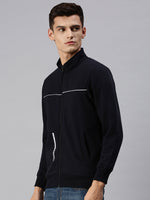 Men Solid Blue Sweatshirt-PRFL1041-Navy