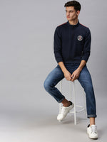 Men Solid Blue Sweatshirt-PRFL1045-Blue