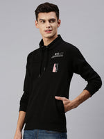 Men Hooded Solid Black Sweatshirt-PRFL1046-Black