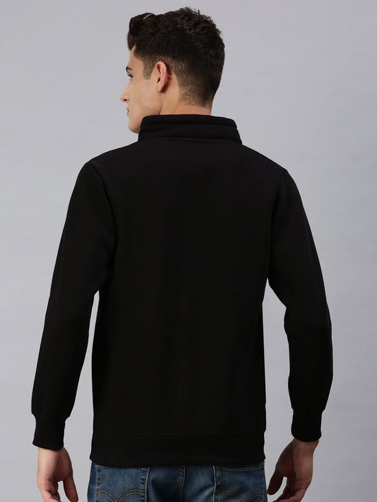 Men Hooded Solid Black Sweatshirt-PRFL1046-Black