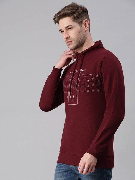 Men Graphic Maroon Sweatshirt-PRFL1047-Maroon