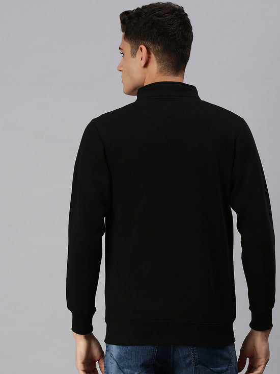 Men Solid Black Sweatshirt-PRFL1056-Black