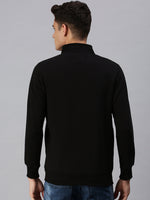 Men Round Neck Printed Black Sweatshirt-PRFL1058-Black