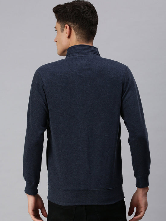 Men Solid Blue Sweatshirt-PRFL1058-Blue