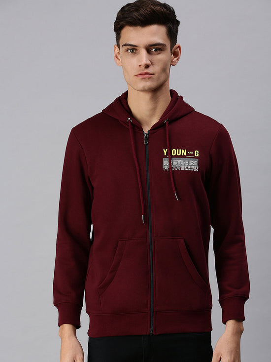 Men Hooded Solid Maroon Sweatshirt-PRFL1063-Maroon