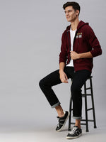 Men Hooded Solid Maroon Sweatshirt-PRFL1063-Maroon