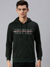 Men Hooded Graphic Print Olive Sweatshirt-PRFL1064-Darkgreen