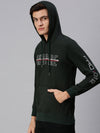 Men Hooded Graphic Print Olive Sweatshirt-PRFL1064-Darkgreen