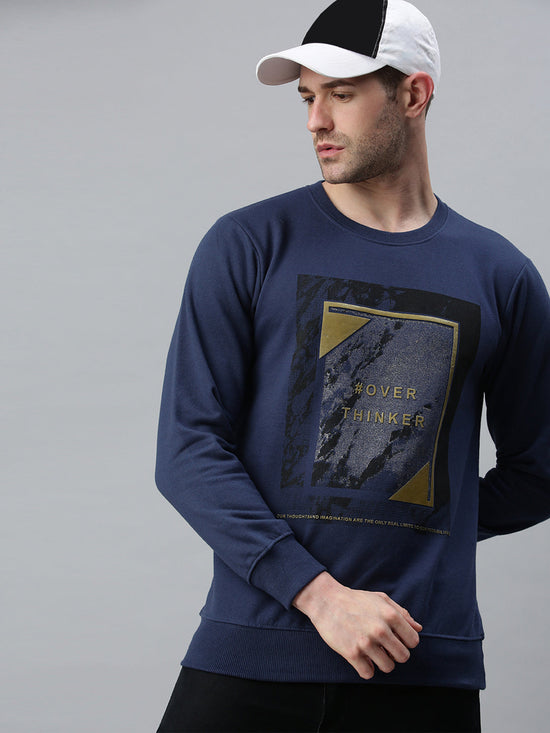 Men Graphic Navy Blue Sweatshirt-PRFL1102A-Navy