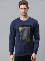 Men Graphic Navy Blue Sweatshirt-PRFL1102A-Navy