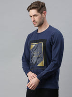 Men Graphic Navy Blue Sweatshirt-PRFL1102A-Navy