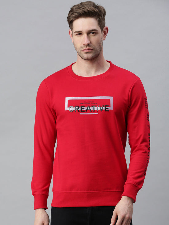 Men Printed Red Sweatshirt-PRFL1102A-Red