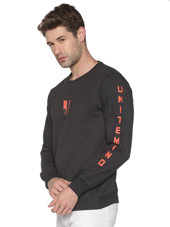 Men Printed Grey Sweatshirt-PRFL1102-Darkgrey