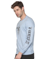 Men Printed Blue Sweatshirt-PRFL1102-Skyblue