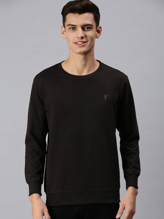 Men Solid Grey Sweatshirt-PRFL1103-Darkgrey