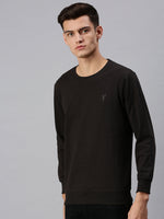 Men Solid Grey Sweatshirt-PRFL1103-Darkgrey