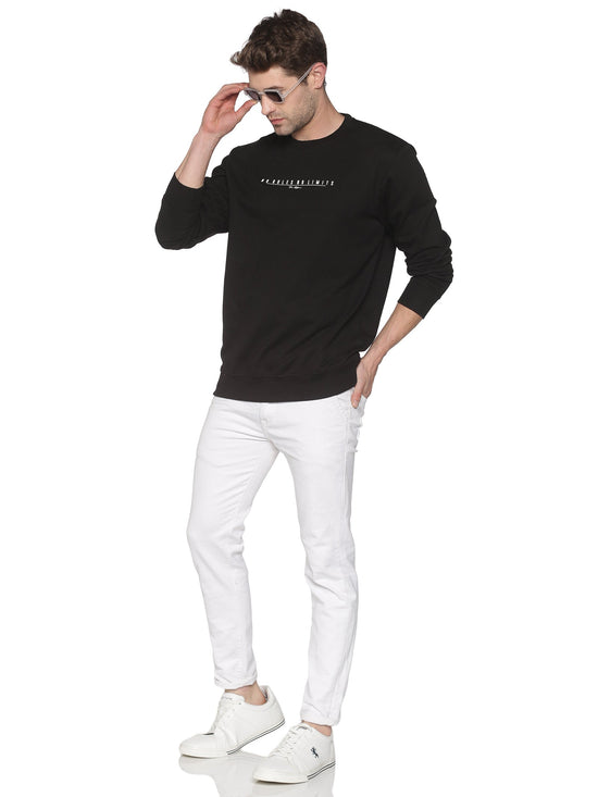 Men Printed Black Sweatshirt-PRFL1104-Black