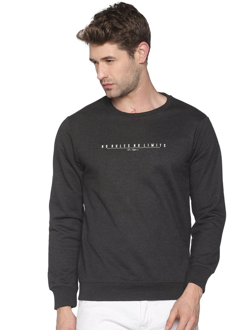 Men Solid Grey Sweatshirt-PRFL1104-Darkgrey