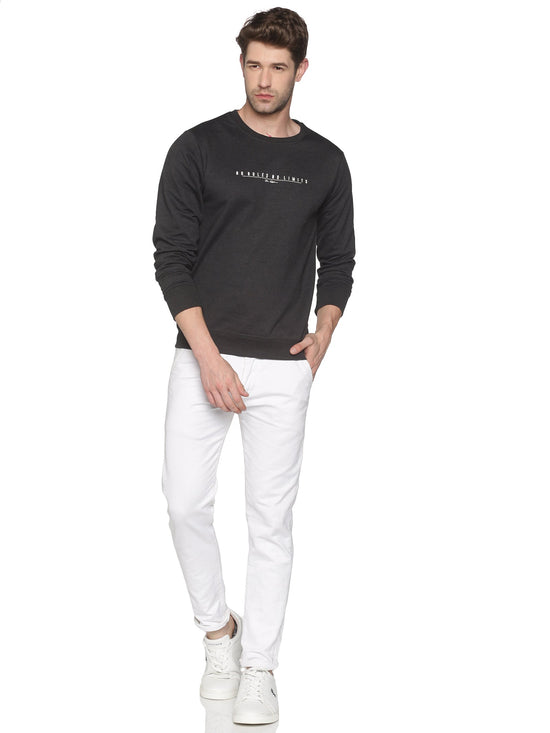 Men Solid Grey Sweatshirt-PRFL1104-Darkgrey