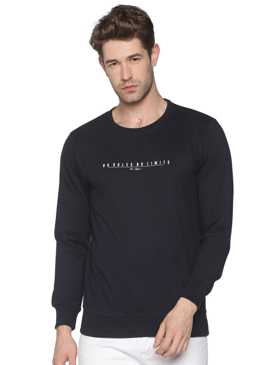 Men Solid Navy Blue Sweatshirt-PRFL1104-Navy