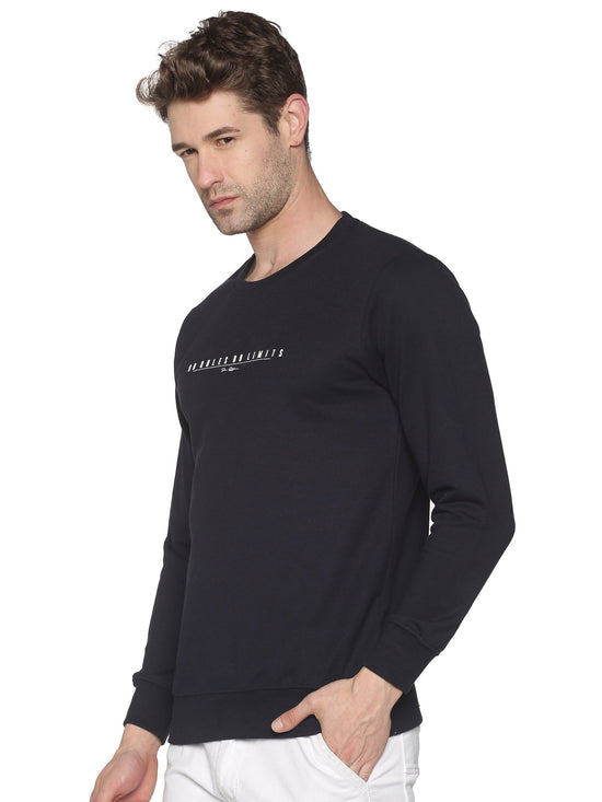 Men Solid Navy Blue Sweatshirt-PRFL1104-Navy