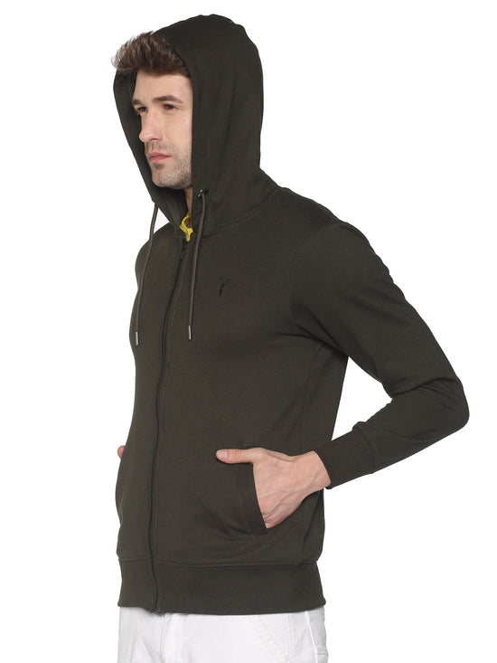 Men Solid Olive Sweatshirt-PRFL1106-Olive