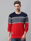 Men Striped Red Sweatshirt-PRFL1107-Rednavy