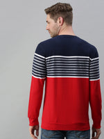 Men Striped Red Sweatshirt-PRFL1107-Rednavy