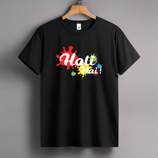 Holi Black Printed Round Neck T-shirt