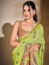 Saree Mall Women's Cotton Blend Light Green Woven Design Designer Saree With Blouse Piece-PRISA135901